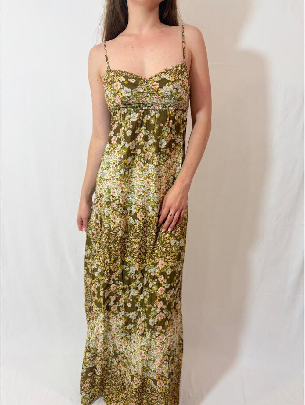 Green Floral Maxi Casual Boho Fairy Floral Dress